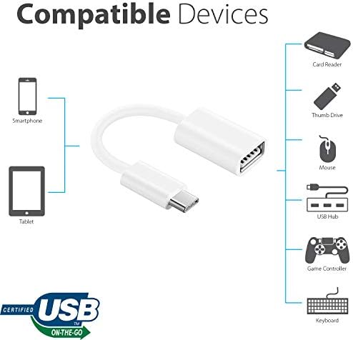 Работи на адаптер за USB OTG-C 3.0 за Samsung Galaxy A12 за бързи, надеждни, многофункционално използване, като например клавиатури, флаш памети, мишки и т.н. (Бял)