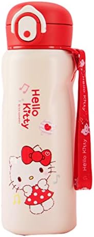 Ежедневните Изкушения Hello Kitty Изолирано Бутилка за Вода от Неръждаема Стомана с Каишка Бял 480 мл