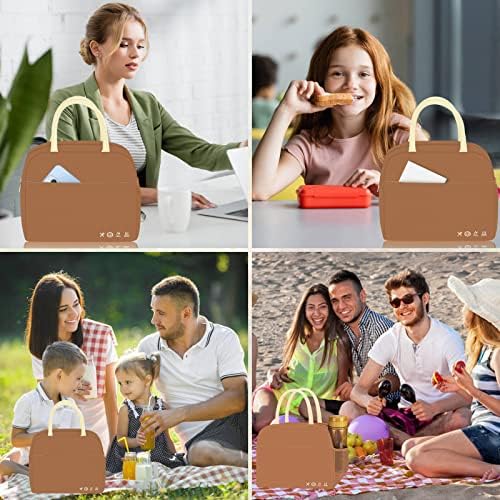 Чанта за обяд KUBYA за Жени И Мъже, Чанти за многократна употреба Обяд-Бокс за Възрастни, Чанта-тоут за Офис работа, на Пикник на плажа или Пътуване (Кафяв)