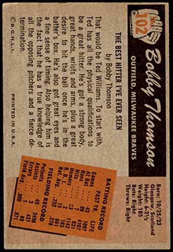 1955 Боуман 102 Боби Томсън Милуоки Брейвз (Бейзболна картичка) VG/БИВШ Брейвз