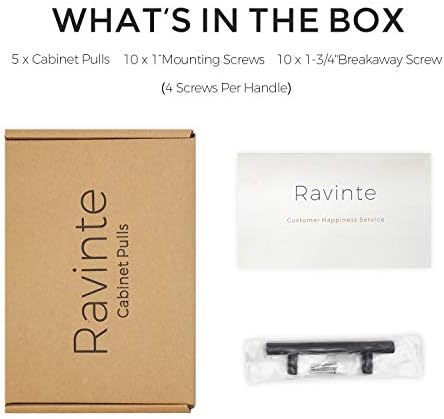 Ravinte 5 Опаковки с 6-инчов Шкаф Дърпа Матово Черни Дръжки на Кухненски Шкаф От Неръждаема Стомана, Дръжки на гардероба 3,5 Дупка В Центъра