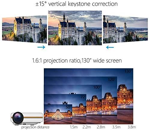 XDCHLK Актуализиран мини проектор 1080P 1800 лумена Преносим LCD led проектор за домашно кино, съвместим с USB, 3D проектор (Цвят: OneColor, размер: YG400)