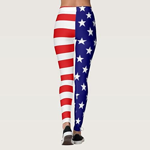 Гамаши, с висока талия за жени 4 юли, Непрозрачни Спортни Спортни Панталони с контрол на корема, Американски Флаг