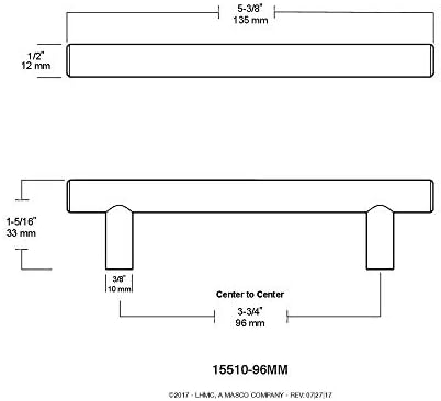 Теглителната сила на стоманена пръчка дръжки оборудване шкаф LIBERTY P01012C-VBC-C 96 мм