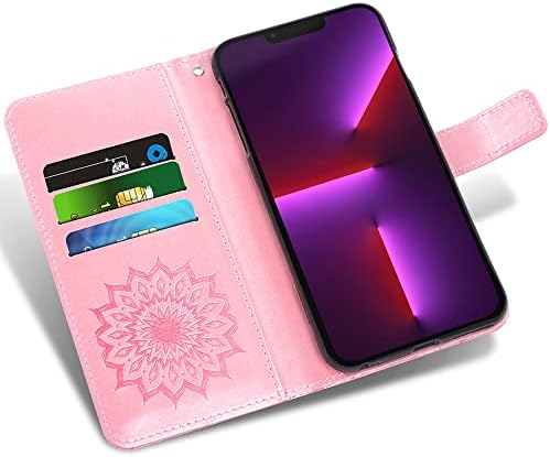 Калъф-за награда Fansipro Wallet за Motorola Moto Z2 с отвор за логото, Оборудвана калъф от изкуствена кожа премиум-клас, 3 слота за карти, 1 слот за прозрачни рамки, лесно се отваря, Розов