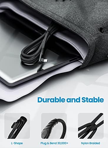 Кабел Fasgear C USB към USB C 2 опаковки от 6 фута 60 W 3A Бързо Зареждане Тип C Кабел на Зарядно Устройство Оплетка Под Прав Ъгъл Синхронизация на данни, която е Съвместима за Samsung S23 Note 10/MacBook Air/iPad 2020