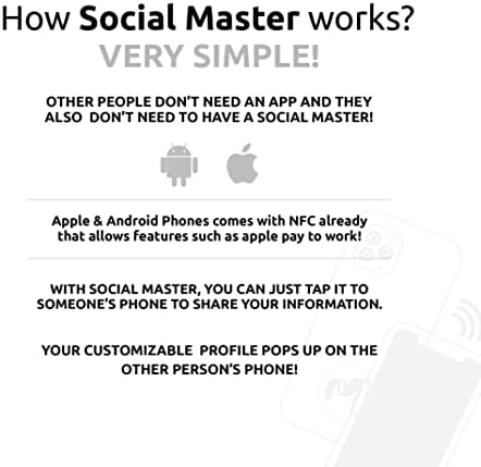 Дигитална визитка Social Master, NFC-визитна картичка с размер на пластмасови мрежи за незабавни контакти и споделяне в социалните мрежи, заявлението не се изискват никакви такси, съвместим с iOS и Android (черешово