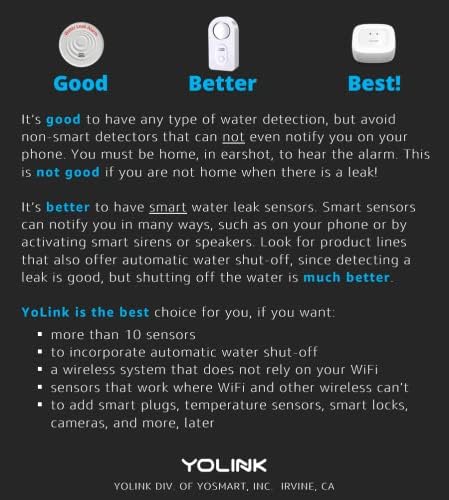 Сензор, изтичане на вода YOLINK в комплект, радиус на действие на Suzan на открито до 1/4 Миля, интелигентен Детектор за течове и наводнения, SMS / Текстови съобщения, електро