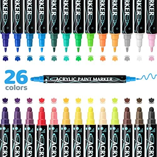 Комплект от 26 цветни акрилни маркери и 8 цветни дръжки за осветяване на кривата на
