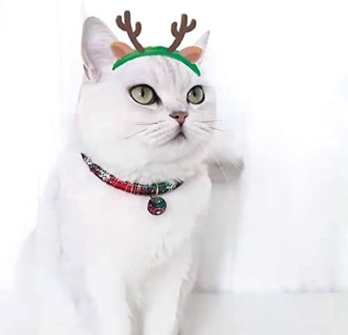 Коледен Нашийник за котки XINHAO, 2 броя, Коледен Модел под формата на Снежинки и клетка с Подвижни снежками, Регулируема Коледен Нашийник за Коте, на Коледно парти