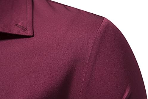Мъжки Основни Модни Непринуден Ризи в Клетката, Риза с дълъг ръкав в Обикновен Цветен Блок, Бизнес Блуза копчета
