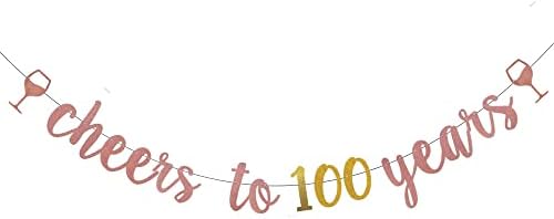 WEIANDBO ви Поздравява по случай 100-Годишнината Банер с Пайети от Розово Злато, Предварително Натянутый, Украса за Партита на 100-ия рожден ден/Годишнина от сватбата, Табела с овесени ядки, на Фона на картината, поздравления