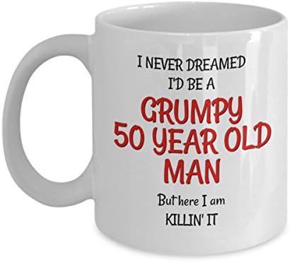 Подарък с кляпом на 50-ия рожден ден на мъжете - Забавни Чаши за Него - Свадлив Старец за 50-годишни Приятели, баща, Съпруг, Дядо, Колеги
