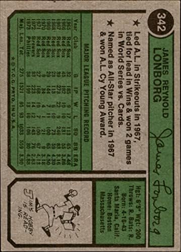 1974 Topps # 342 Джим Лонборг Филаделфия Филис (Бейзболна картичка) EX/MT Phillies