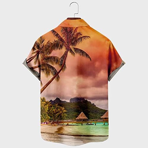 Хавайска Риза за Мъже В Етнически Стил с Принтом, Свободна Ежедневни Риза с Къс Ръкав и Яка-Часова, Ризи