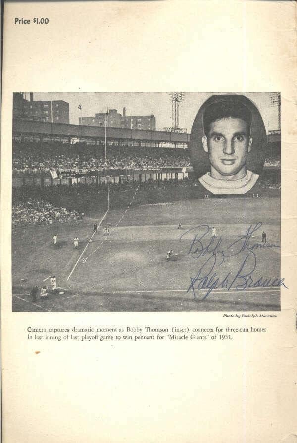 Бейсбольное приложение 1952 г., Подписана от Ральфом Бранкой / Боби Томсоном Authentic Auto S - Бейзболни топки с автографи