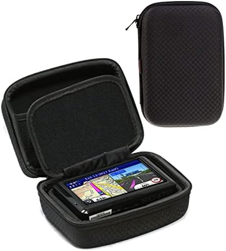 Черен твърд калъф Navitech за носене GPS, който е съвместим с 5-инчов спътникова навигация Garmin 010-01680-12 DriveSmart 51LMT-S