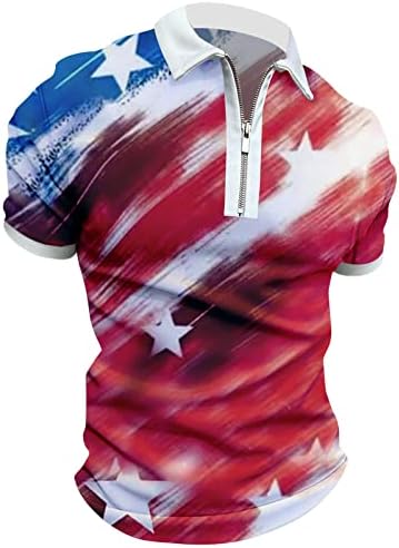 Мъжки Ризи Поло с Флага на САЩ, Патриотични Фланелки на 4 юли 2023, Летни Ежедневни Тениски Свободно Намаляване с Къси Ръкави, Реколта Върховете