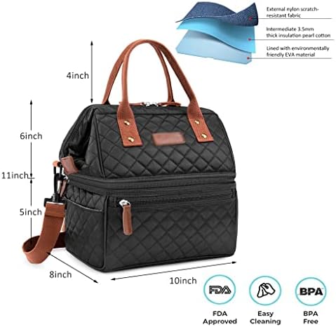 Дамски чанта за обяд N /A, Изолиран Обяд-бокс, Двупластова чанта-хладилник с голям капацитет, Запечатани чанта за съхранение на обяд (Цвят: A, Размер: 10,5 x 10 x 8.0 инча)