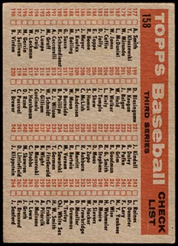 1958 Topps 158 списък на екипа на индианците Кливланд Индианс (Бейзболна картичка) ДОБРИ индианците
