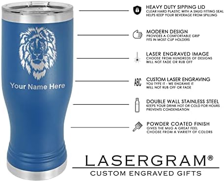 Чаша Пилснера LaserGram 14 грама с вакуумна изолация, Флаг Пуерто-Рико, Индивидуална Гравиране В пакет (тъмно синьо)