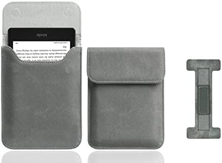 за Kindle Paperwhite (11-то поколение, випуск 2021 г.) (образец № M2L3EK) -за чанти с ръкав 6,8 инча -пълна каишка за ръка с шарени личи -сив