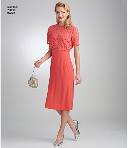 Simplicity Vintage US8460RS Винтажное една модерна женствена рокля на 1950-те години и Сако в тон, Размери 14-22