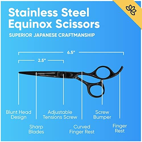 Фризьорски ножици за подстригване серия Equinox Professional Razor Edge - Салонные ножици от японска неръждаема стомана - Обща дължина 6,5 инча - Винт за фина настройка, напрежение - Ножици premium за подстригване