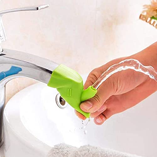 Силиконов Удължител за кран-удължителен кабел за мивка с дръжка RUIPBOTE, за почистване на зъби |Гаргара | на Измиване на ръцете за деца, Удължител за капак на чешмата в банята, за децата, за малките деца (B-Blue)