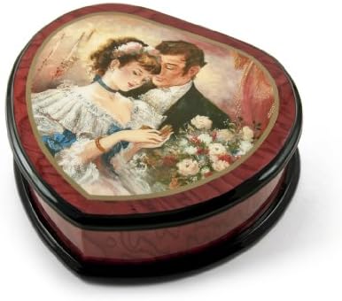 Музикалното ковчег Ercolano с рисувани в Романтична форма на сърце, наречена Много песни по избор - Знак на любовта Марки Бърк - Менует