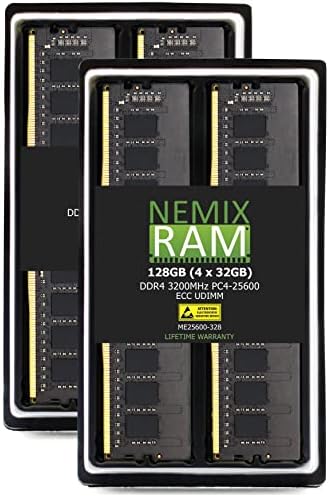 Оперативна памет NEMIX 128 GB (4X32 GB) DDR4 3200 Mhz PC4-25600 ECC UDIMM е Съвместима с дънната платка на ASRock Rack E3C252D4U, E3C252D4U-2T, E3C252D4ID-2T