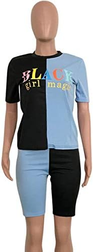 Кратък комплект в Байкерском стил KANSOON От две части, Блузи с къс ръкав в Цвят Блока и плътно Прилепнали Панталони, Спортни Комплекти