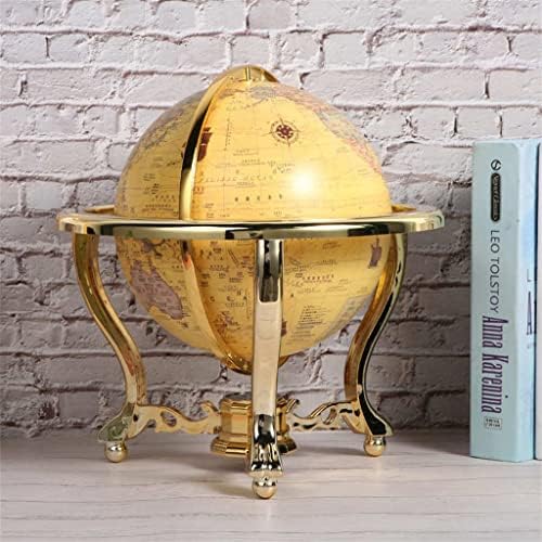 n/a Старинен Глобус Подарък часа Офис Декор Инструмент За Обучение на Занаяти с Компас Завъртане на 720 градуса Четене Глобус на света (Цвят: A, размери: 25 см)