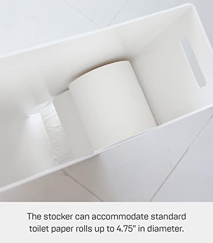 Поставка За съхранение на Салфетки Yamazaki Home За Баня | Стомана| Държач за Тоалетна хартия, Един Размер, Бял