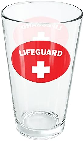 Червено-бялата чаша лична охрана обем 16 унции, Закалено стъкло, Печатен дизайн и идеален подарък за феновете | идеално за студени напитки, газирана вода, вода