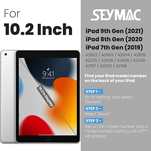 SEYMAC iPad 9th / 8th /7th поколение 10.2 Инча 2021/2020/2019, Интелигентен Магнитен устойчив на удари калъф с функция автоматично изключване със стабилна стойка/Държач молив/Слот за карти с памет за iPad 10.2 инча,