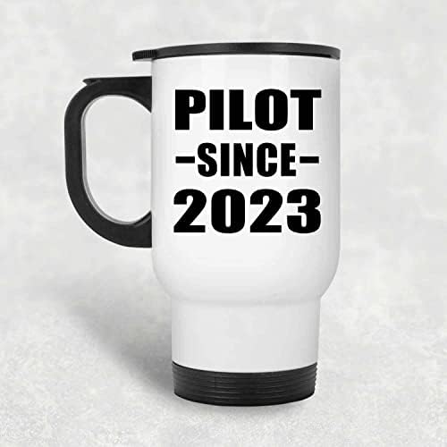 Designsify Pilot С 2023 г., Бяла Пътна Чаша С Изолация от Неръждаема Стомана От 14 унции, Подаръци за Рожден Ден, Годишнина, Коледа, Деня на Бащи и Майки