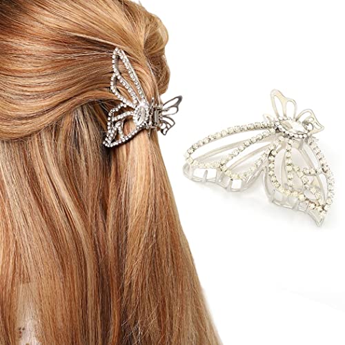 Шнола за коса Brinie Butterfly, нокът, щипки за коса с кристали, кухи щипки за коса, аксесоари за коса, за жени и момичета