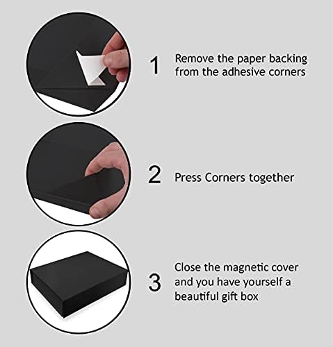 5 Опаковки Черна Твърда Подарък кутия с магнитна капак на 5.5 x 7,25x 1,625 Правоъгълни Кутии За подаръци с Черно гланцово покритие (черен, 5 опаковки)
