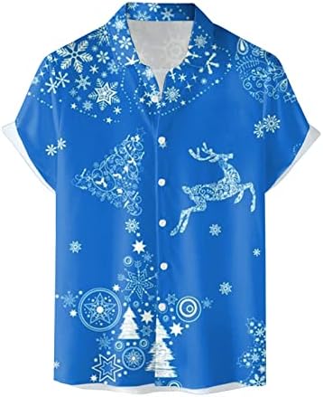 WOCACHI Мъжки Коледа Риза С Къс ръкав, Страхотни Ризи с Копчета, Вечерни Ризи Алоха, Хавайски Ризи с Принтом на дядо коледа, Върхове