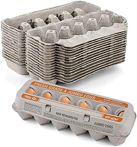 Кутии за яйца Jumbo да се настанят 12 яйца От естествена целулоза с принтом - 1 Дузина Големи - Издръжлив материал, идеален за съхранение на допълнителни яйца - by MT Products (15