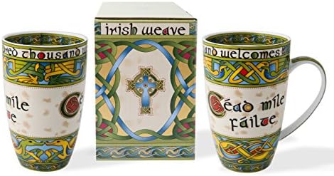 Комплект от две чаши Royal Tara Irish Cead Mile Failte в кутия за подарък от колекцията на Irish Weave обем 400 мл /14 течни унции.