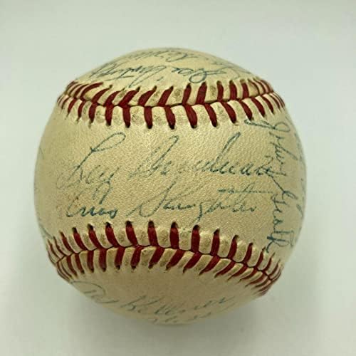 1956 Екипът на Канзас Сити Атлетикс А подписа договор с JSA COA Американската лига бейзбол - Бейзболни топки с автографи