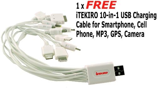 iTEKIRO AC Стенно Зарядно за Кола dc Комплект за Panasonic CGA-S005 + iTEKIRO 10-в-1 USB Кабел За зареждане