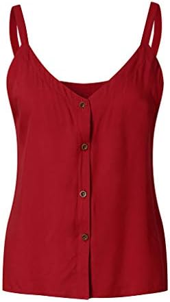 Дамски тениски на бретелях с V-образно деколте и копчета, ежедневни блузи без ръкави и ризи с копчета