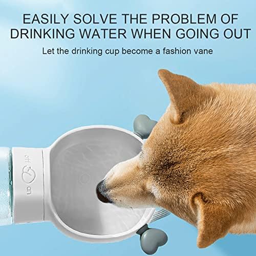 Бутилка за вода за кучета Sarokiky, преносима бутилка за вода за кучета за разходка, чаша за пиене на домашни кучета (бяла 350 мл + за хранене)...