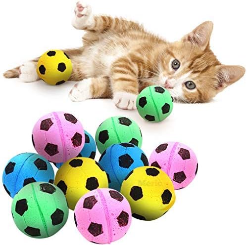 Топки за котки Meric Sponge, Футболни топки от мека пяна за упражнения и Интерактивни игри, Здрав, Прыгающая играчка за котки, 24 топчета в опаковка