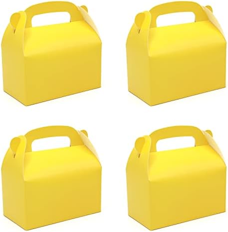 Oletx 30 Опаковки Жълти Кутии за празнични предложения, Кутии за деликатеси, шоколадови бонбони, Подарък кутии от фронтон хартия с дръжки, идеално подходящи за строите