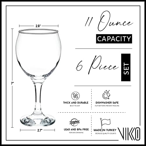 Чаши за пиене Vikko, Комплект от 6 Чаши с капацитет от 11 грама, Чаши от Кристално Чисто Стъкло за вода или сок, Чаша за хайбола и Чаши за вода за Пиене...